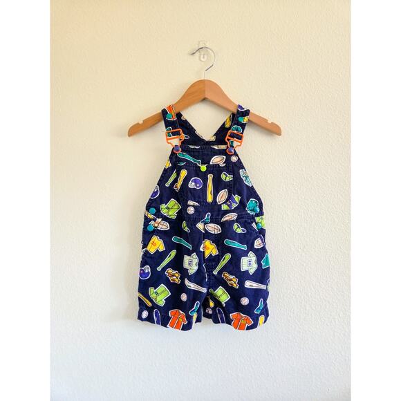 X-Small Vintage Rainbow Tag Gymboree AOP Sports Shortalls - Picture 1 of 6